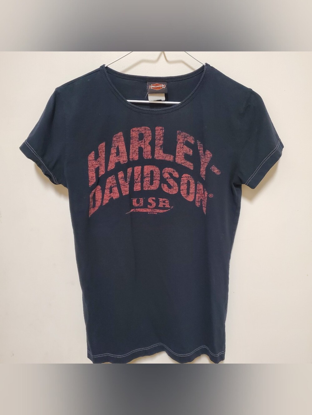 Harley-Davidson Black Tee with Distressed Red Logo